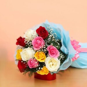 12 Mix Roses Hand Bouquet