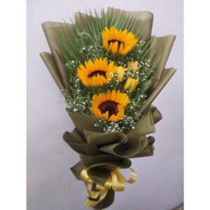 Sun-Kissed Love ? Sunflowers & Roses Bouquet