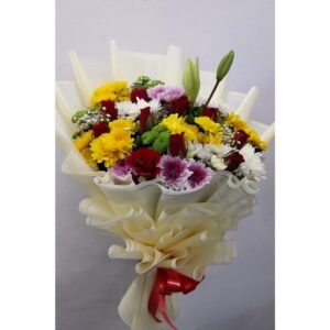 Floral Harmony ? Mixed Flowers Hand Bouquet in Korean Wrap