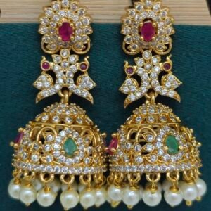 Cz jhumki peacock design