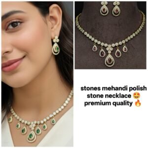Stones necklace mehandi polish