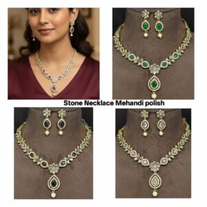Stone Necklace Mehandi polish