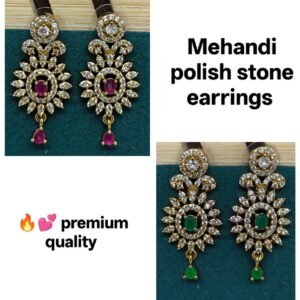 Mehandi polish stone earrings