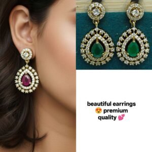 Beautiful stones mehandi polish earrings