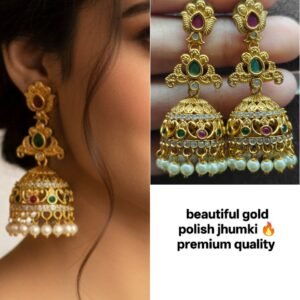 gold polish jhumki