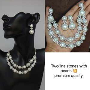 Two line stones with pearls