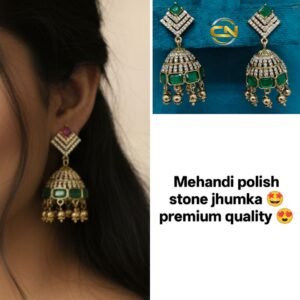Mehandi polish stone jhumki