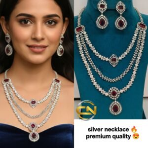 Silver long necklace