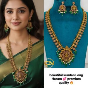 Kundan with gold polish long haram