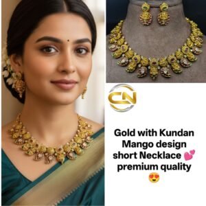 gold with Kundan Mango design necklace