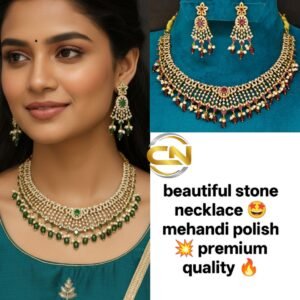 mehandi polish stone necklace
