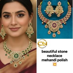 mehandi polish stone necklace