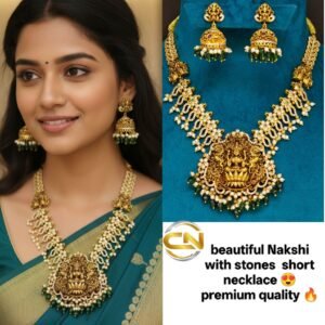 Nakshi with stones short necklace