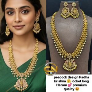 peacock design Radha Krishna Long Haram