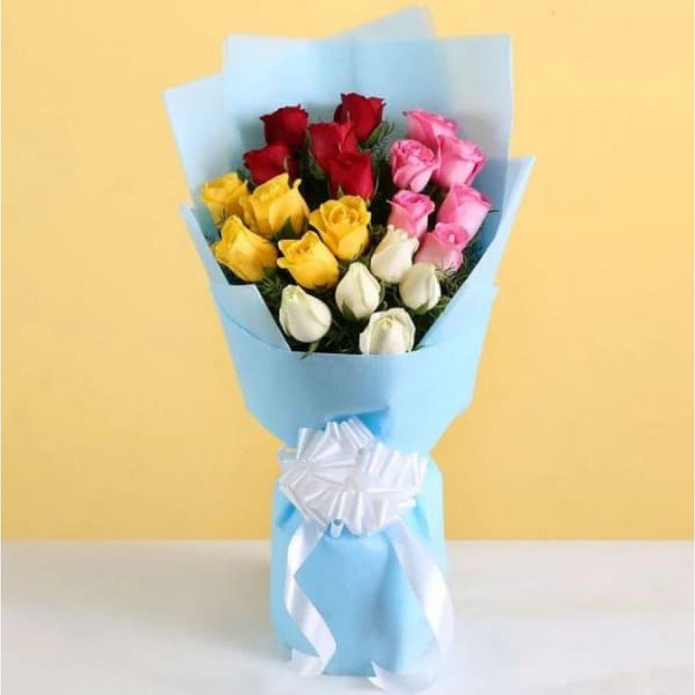 20 Mix Color Roses Hand Bouquet