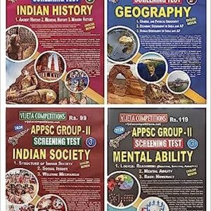 APPSC Group II Screening Test Indian History, Geography, Indian Society, Mental Ability SET OF 4 ( A3 Size Books ) [ ENGLISH MEDIUM ]Vijetha