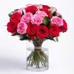 Red & Pink Roses Vase